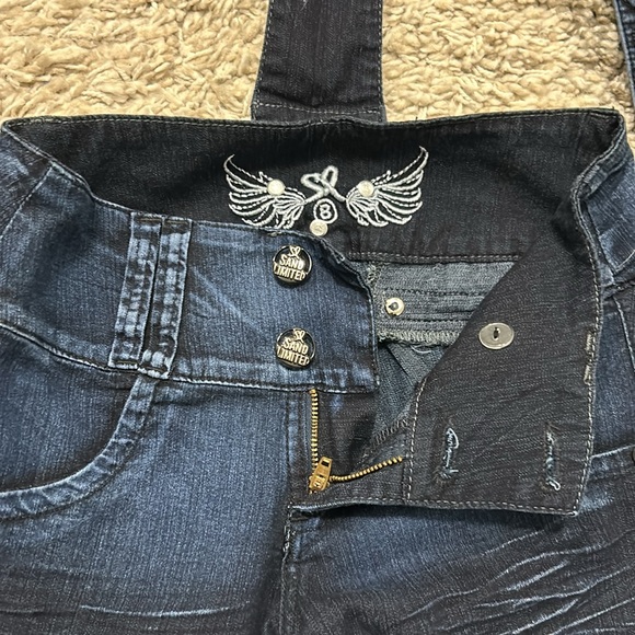 Butt Lifting Colombian Dark Blue Women's Jeans with Suspenders - Picture 3 of 4